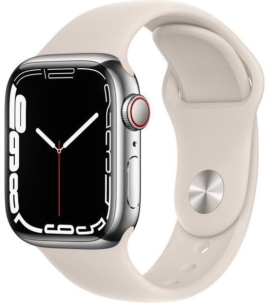 Apple Apple Watch Series 7 GPS   Cellular 45mm Silver Steel, Starlight Sport