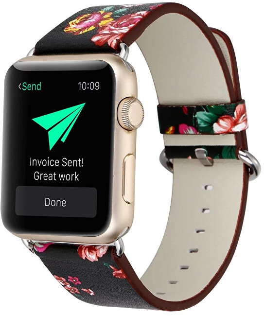 4wrist Kožený řemínek pro Apple Watch s motivem květin 38 40 41 mm
