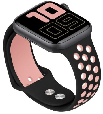 4wrist Silikonový řemínek pro Apple Watch - Černá Světle růžová 42 44 45 mm