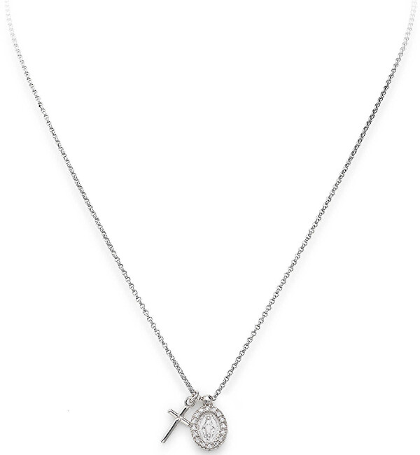 Amen Originálne strieborný náhrdelník so zirkónmi Pray, Love CLCMZB (retiazka, 2x prívesok)