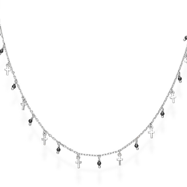 Amen Strieborný náhrdelník s kryštálmi a krížikmi Candy Charm CLMICRBN