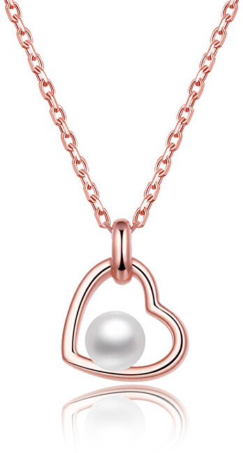 Beneto Pozlátený strieborný náhrdelník s riečnou perlou AGS1230   47P-ROSE
