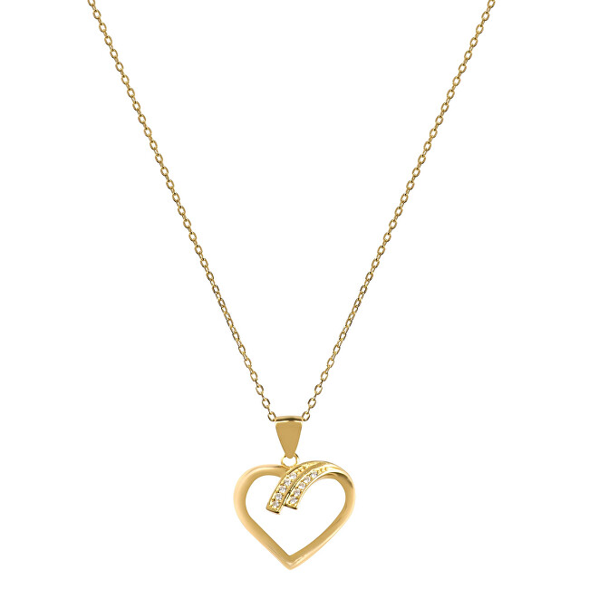 Beneto Pozlaceý strieborný náhrdelník so srdcom AGS1138   47-GOLD (retiazka, prívesok)