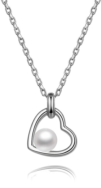 Beneto Strieborný náhrdelník s riečnou perlou AGS1230   47P