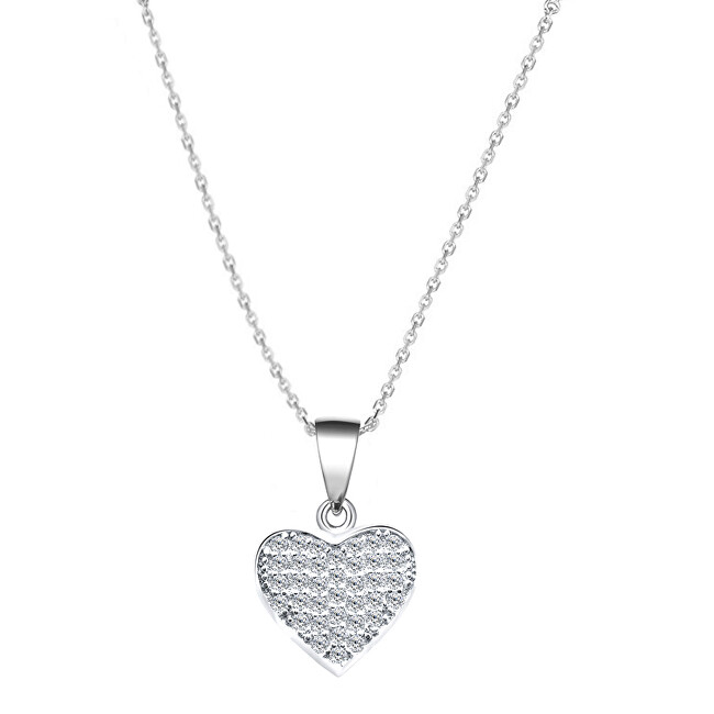 Beneto Strieborný náhrdelník so srdcom AGS1131   47 (retiazka, prívesok)
