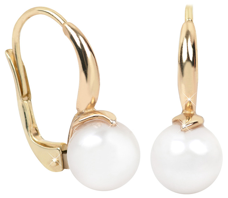 Brilio Elegantné zlaté náušnice s pravými perlami 745 235 001 00116 0000000
