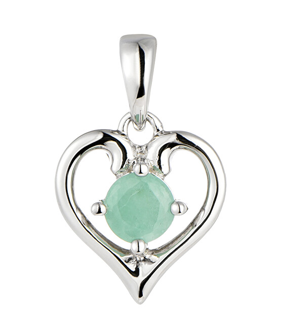 Brilio Silver Nežný strieborný náhrdelník so smaragdom MP06171D (retiazka, prívesok)