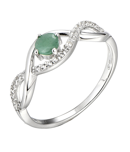 Brilio Silver Očarujúce strieborný prsteň so smaragdom Precious Stone SR00716P 50 mm