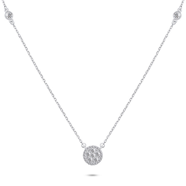 Brilio Silver Pôvabný strieborný náhrdelník s čírymi zirkónmi NCL29W (retiazka, prívesok)