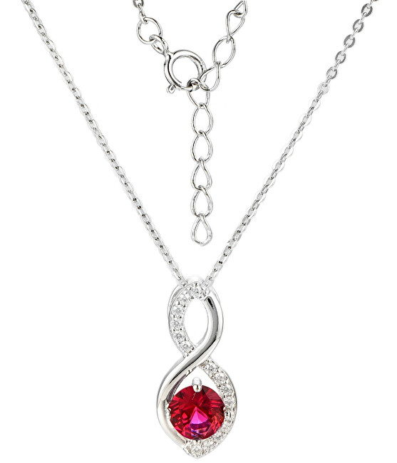 Brilio Silver Pôvabný strieborný náhrdelník s rubínom SP08340C (retiazka, prívesok)