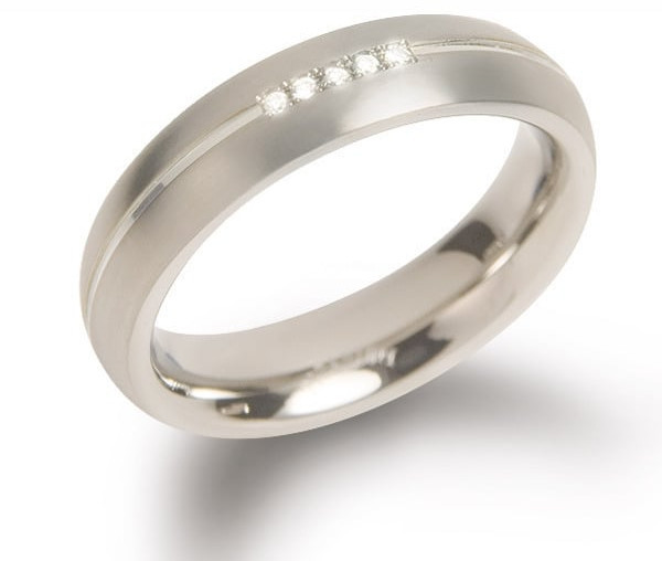 Boccia Titanium Titánový snubný prsteň s diamantmi 0130-03 53 mm