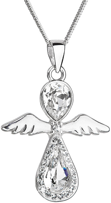 Evolution Group Nežný strieborný náhrdelník Anjel s kryštálmi Swarovski 32072.1 (retiazka, prívesok)