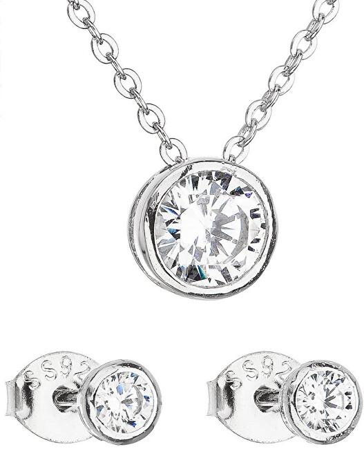 Evolution Group Sada šperkov so zirkónom náušnice a náhrdelník 19007.1