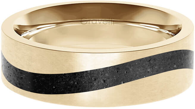 Gravelli Betónový prsteň Curve zlatá   antracitová GJRWYGA113 50 mm