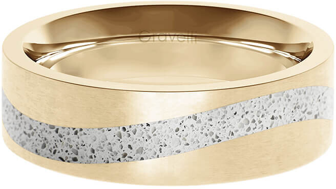 Gravelli Betónový prsteň Curve zlatá   šedá GJRWYGG113 50 mm
