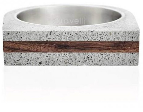 Gravelli Betónový prsteň šedý Stamp Wood GJRUWOG004 50 mm