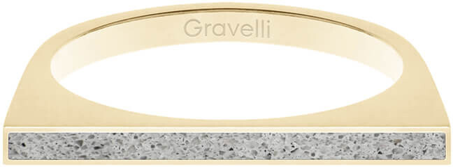 Gravelli Oceľový prsteň s betónom One Side zlatá   šedá GJRWYGG121 50 mm