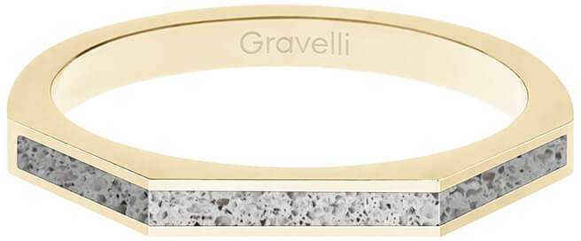 Gravelli Oceľový prsteň s betónom Three Side zlatá   šedá GJRWYGG123 50 mm