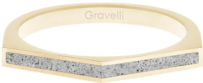 Gravelli Oceľový prsteň s betónom Two Side zlatá   šedá GJRWYGG122 50 mm