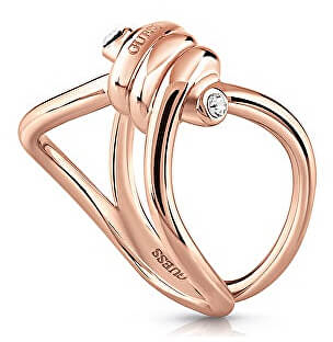 Guess Módne ružovo pozlátený prsteň s uzlom UBR29005 56 mm