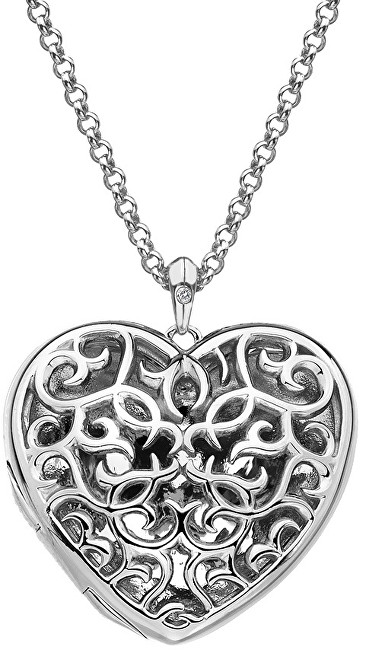 Hot Diamonds Nežný náhrdelník pre ženy Large Heart Filigree Locket DP669