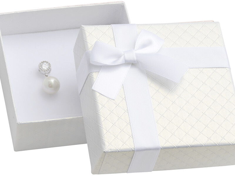 JK Box Biela darčeková krabička na súpravu šperkov s mašľou AT-5 A1