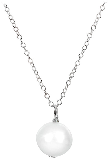 JwL Luxury Pearls Pravá perla bielej farby na striebornej retiazke JL0087 (retiazka, prívesok)