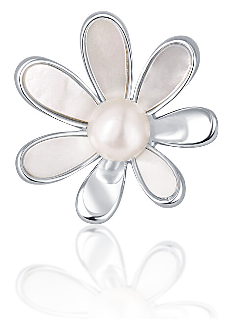 JwL Luxury Pearls Perlová brošňa 2v1 s pravou bielou perlou a perleťou JL0660