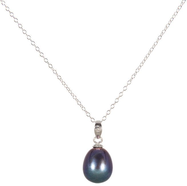 JwL Luxury Pearls Strieborný náhrdelník s modrou perlou JL0438 (retiazka, prívesok) 55 cm