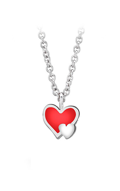 JVD Romantický strieborný náhrdelník Dve srdcia SVLN0430SH2SM38 (retiazka, prívesok)