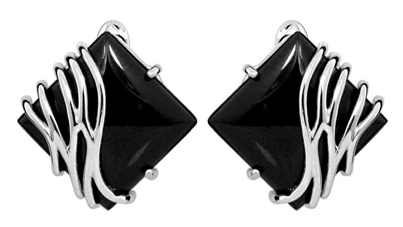 JVD Štýlové strieborné náušnice s čiernym onyxom SVLE0356SH8BL00