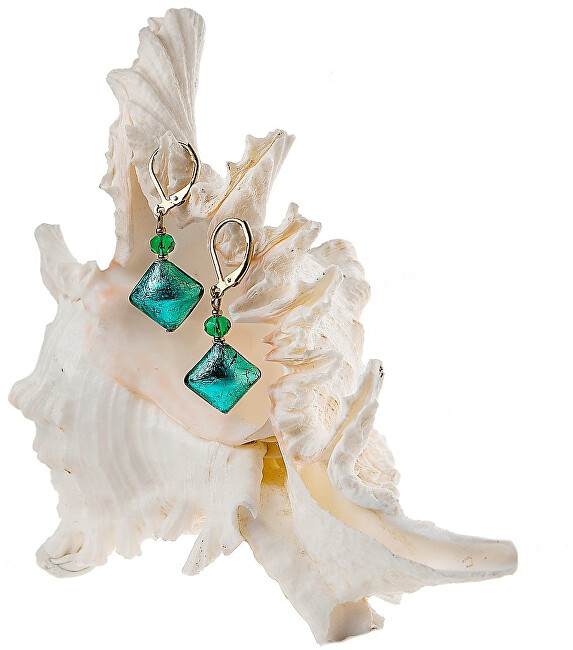 Lampglas Elegantné náušnice Emerald Princess s rýdzim striebrom v perlách Lampglas ERO1