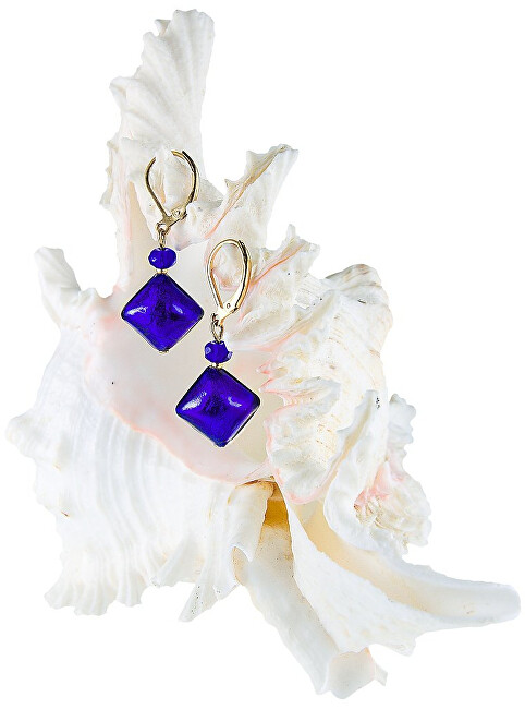 Lampglas Fascinujúce náušnice Gold Blue s rýdzim striebrom v perlách Lampglas ERO5
