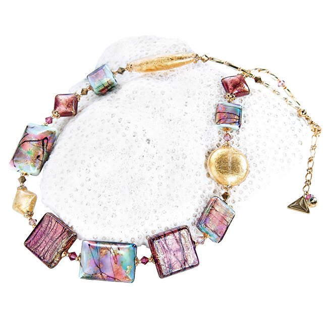 Lampglas Nádherný náhrdelník Hi Elegance s 24-karátovým zlatom v perlách Lampglas NRO9