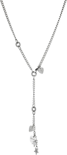 Liu.JO Oceľový náhrdelník so srdiečkami a hviezdičkami LJ1384