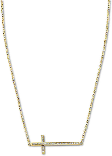 Lotus Style Pozlátený náhrdelník s krížikom naležato LS1874-1   2