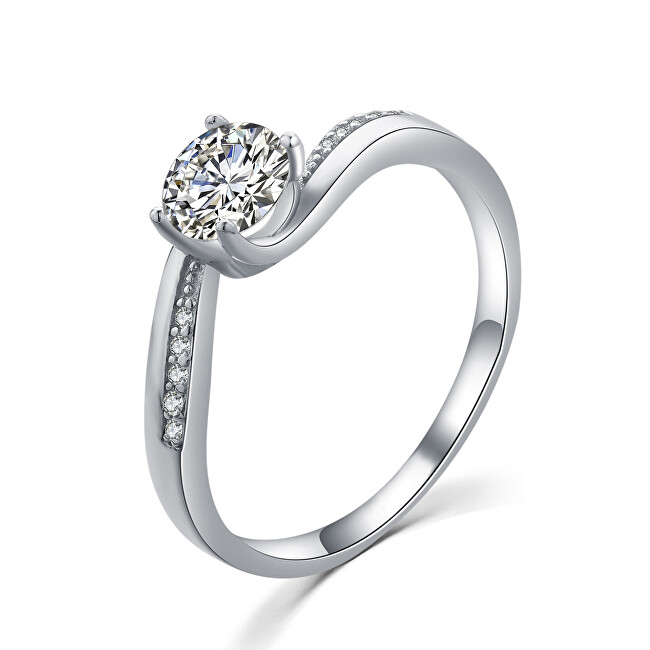 MOISS Elegantný strieborný prsteň s čírymi zirkónmi R00005 48 mm