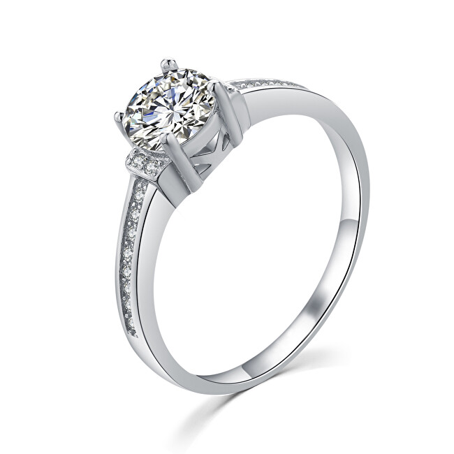 MOISS Elegantný strieborný prsteň s čírymi zirkónmi R00006 49 mm