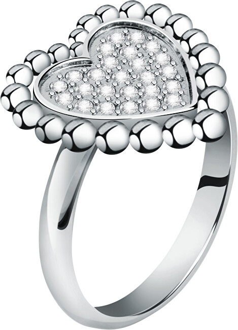 Morellato Romantický oceľový prsteň s čírymi kryštálmi Dolcevita SAUA14 54 mm