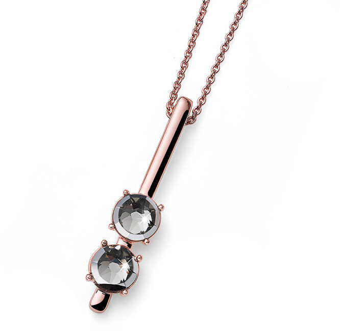 Oliver Weber Ružovo pozlátený náhrdelník s kryštálmi Rimmed 11950RG