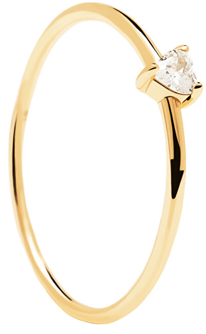 PDPAOLA Minimalistický pozlátený prsteň so srdiečkom White Heart Gold AN01-223 50 mm