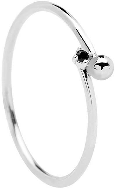 PDPAOLA Strieborný minimalistický prsteň BLACK ESSENTIA Silver AN02-132 50 mm
