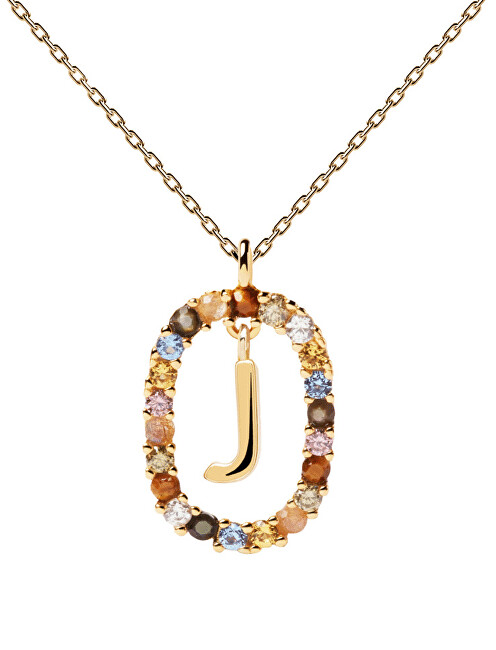PDPAOLA Krásny pozlátený náhrdelník písmeno  J  LETTERS CO01-269-U (retiazka, prívesok)