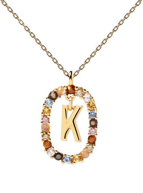 PDPAOLA Krásny pozlátený náhrdelník písmeno  K  LETTERS CO01-270-U (retiazka, prívesok)