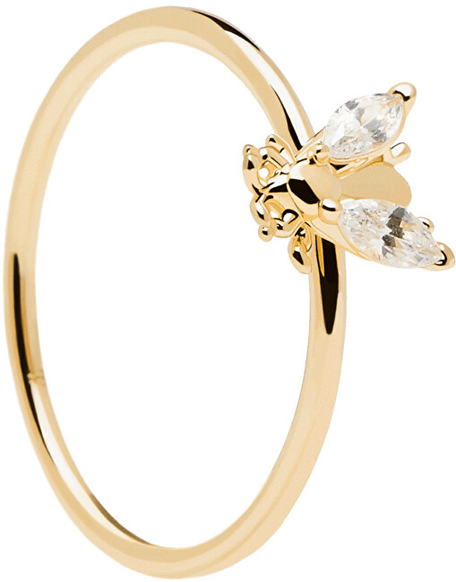 PDPAOLA Krásny pozlátený prsteň s nežnou včielkou BUZZ Gold AN01-218 50 mm