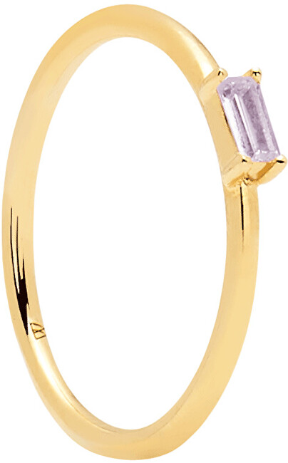 PDPAOLA Minimalistický pozlátený prsteň zo striebra sa zirkónom PURPLE AMANI Gold AN01-148 50 mm