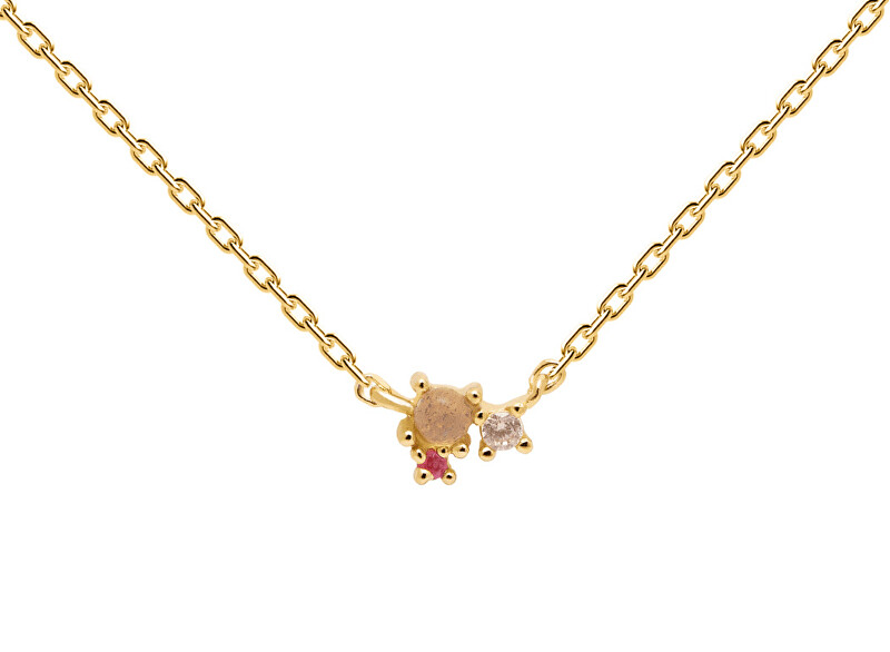 PDPAOLA Romantický pozlátený náhrdelník zo striebra ROSÉ BLUSH Gold CO01-175-U