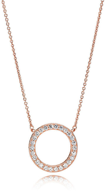Pandora Bronzový náhrdelník s trblietavým príveskom Rose 580515CZ-45