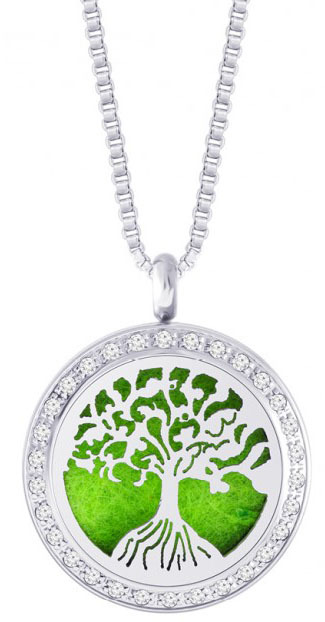 Preciosa Oceľový náhrdelník so zirkónmi PERFUMED Tree of Life 7301 00