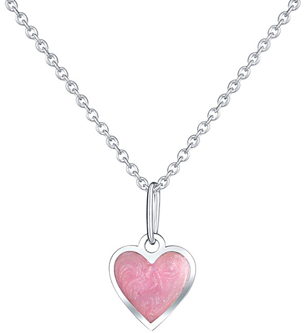 Praqia Jewellery Dievčenské strieborný náhrdelník Ružové srdce KO6068_CU025_40_A_RH (retiazka, prívesok)